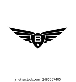 LETTER B LOGO WINGS THUNDER FLASH SPEED AERO VECTOR