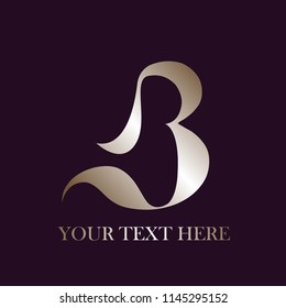 Letter B logo.Elegant lettering in a fluid, luxury style.Decorative letter shape in a shiny silver color palette.Vector icon.