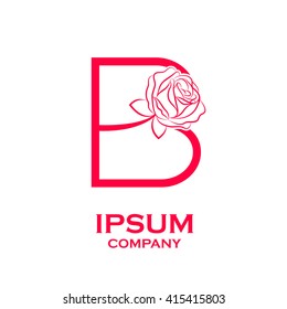 Letter B logo,Rose Flower Red, beauty and fashion logo