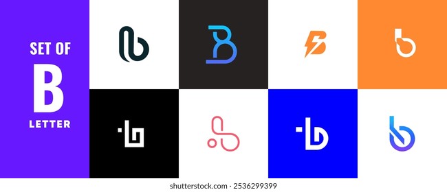 letter B logos icon set. used for business, technology, luxury, sport, games, web. b letter logo