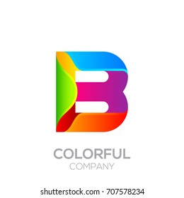 Letter B logotype made of stripes with Glossy colorful and gradient, Rainbow Vibrant Colors for your Corporate identity vector design template
