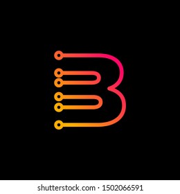 Letter B logotype monoline Technology, digital, electronics, chip, connection concept. Modern Logo Technology for Business. Logotypes of Digital combining with circuit . - vector
