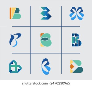 Letter B logotype set collection template