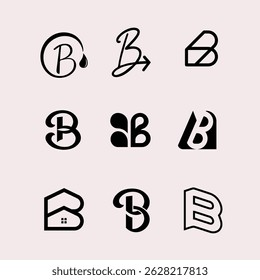 Letter B logotype set collection template