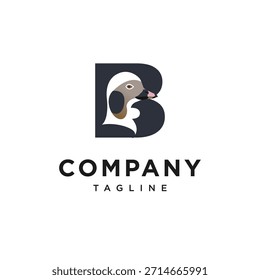 Letra B Vector de icono de logotipo de pato de cola larga