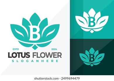 Letter B Lotus Flower Logo design vector symbol icon illustration