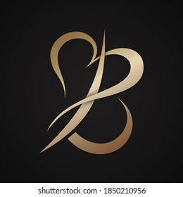 Letter B with love design in abstract and modern style. Vector illustration EPS.8 EPS.10
