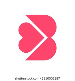 Diseño de logotipo moderno para el corazón de amor de la letra B