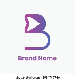 Letter B and Love Logo Concept. Gradient. Purple and Pink. Logo, Icon, Symbol and Sign