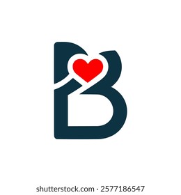 letter B with love logo vector illustration template design