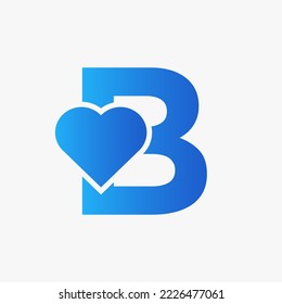 Letter B Love Symbol And Heart Icon Concept Vector Template