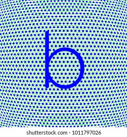 letter b lowercase bright blue color on globe shaped texture vector