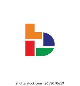letra b minúscula simples geométrica colorida logotipo vetor 