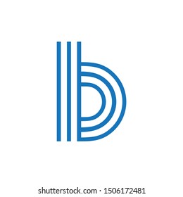 letter b lowercase stripes logo vector