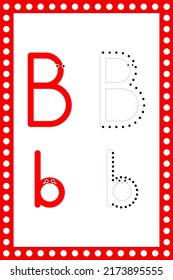 Letter B lowercase. Worksheet. Children's education. Vector typeset. Alphabetical font. Preschool training.