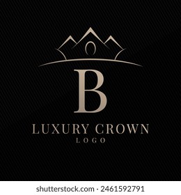 Letter B luxurious crown initial logo template