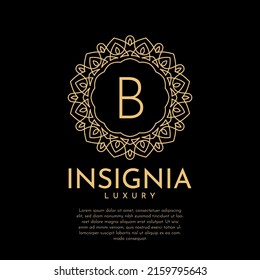 letter B luxurious insignia circle decorative lace vector logo design