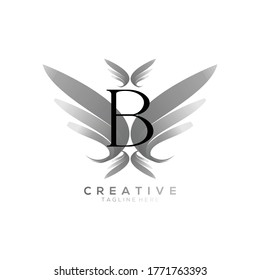 Letter B Luxury Black Thin Wing Logo Template
