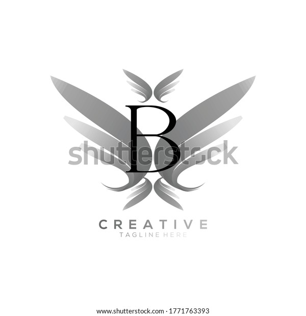 Letter B Luxury\
Black Thin Wing Logo\
Template