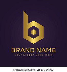 Letter B luxury gold logo concept