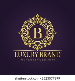 Letter B luxury gold logo concept 