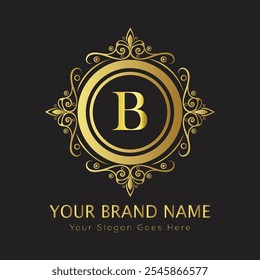 Letter B luxury gold logo concept
