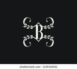 Letter B Luxury Graceful Ornament Floral Monogram Logotype