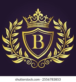 Letter B luxury and Royale brand logo concept design
