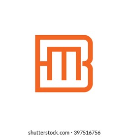 letter B and M monogram square shape logo orange