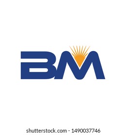 Letter B and M Vector Logo. Sun Icon and Symbol. Eps 10.