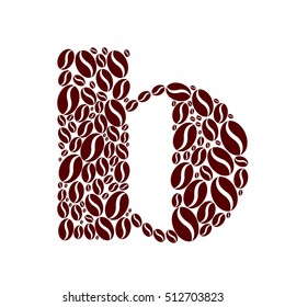 Letter b made of coffee beans vector set