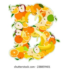 Letter - B made of fruits. Vector illustration