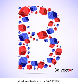 Letter B. Made from futuristic cube