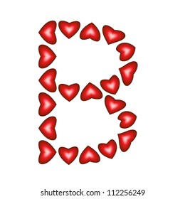 Letter B made of hearts on white background