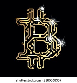Letter B made from printed circuit lines