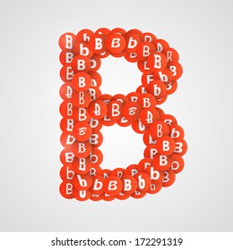 Letter B made of small pieces. Vector illustration.