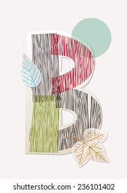 Letter B made of wood texture