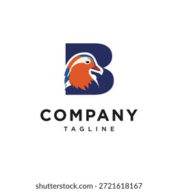 Letter B Mandarin Duck Logo Icon Vector
