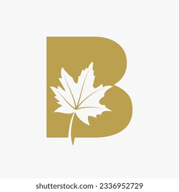 Letter B Maple Leaf Elegant Logo. Maple Leaf Logotype Vector Template