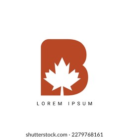 Letter B Maple Leaf Logo Template Symbol of Canada. Minimal Canadian Logo Business and Company Identity