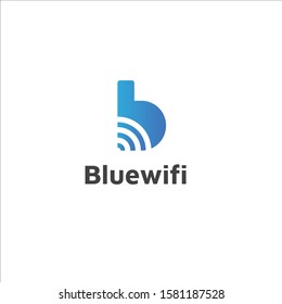 Letter b mark logotype with wifi concept
