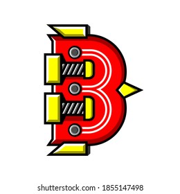 Letter B mascot vector design. Robot cartoon shape.