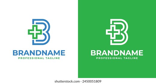 Logotipo moderno de la cruz médica de la letra B, conveniente para el negocio relacionado con la cruz médica o la farmacia con B inicial