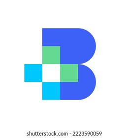 Letter B medical pixel logo design