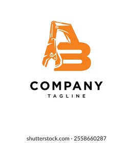 Letter B Metal Shear Excavator Logo Icon Vector