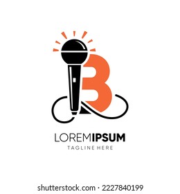 Letter B Microphone Logo Design Vector Icon Graphic Emblem Illustration