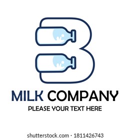 Letter b with milk bottle symbol template illustration. suitable for product label or brand etc