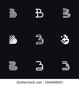 Letter "B" minimal line logos. Original geometric forms for logotype. Eps10 vector.