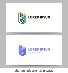 Letter "B" minimalistic design. Isometric logo.