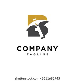 Letter B Mining Hammer Logo Icon Vector